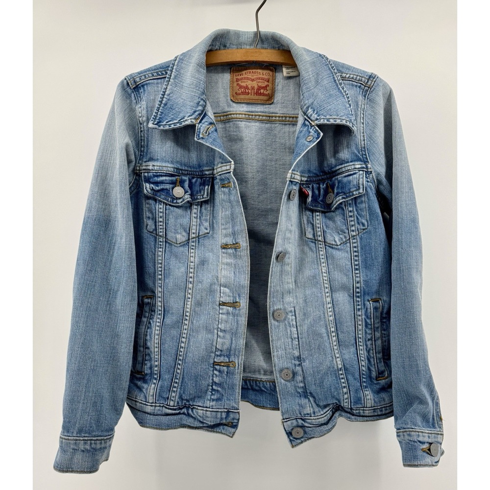 Levi's Women's Blue Medium Wash Button Front Denim Trucker Jean Jacket Size M